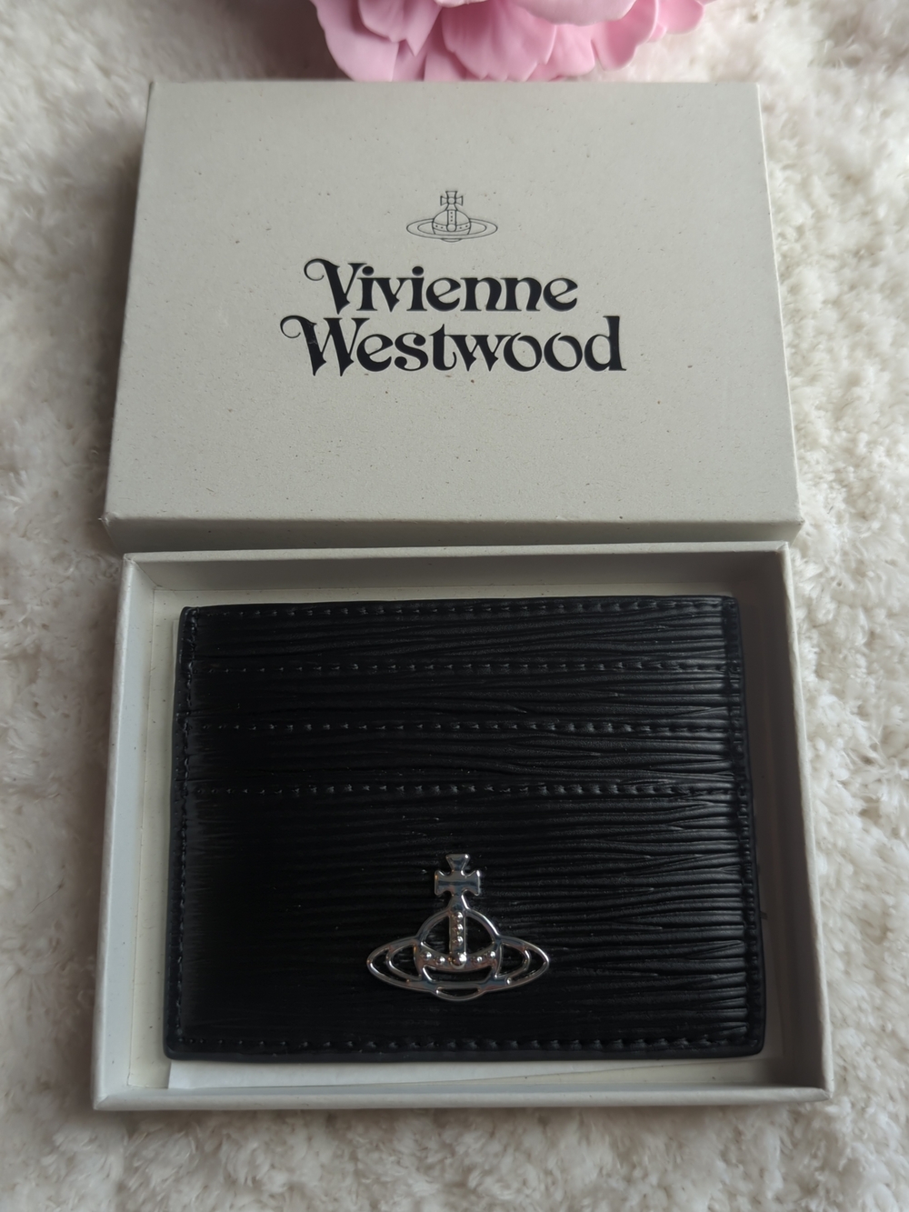 Vivienne Westwood Genuine Leather Black Cardholder Wallet Signature Orb NIB